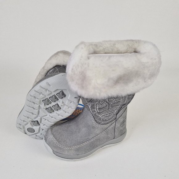 Timberland TODDLERS Boots Winter Holly Berry Tall Fur Leather Grey - Picture 11 of 12